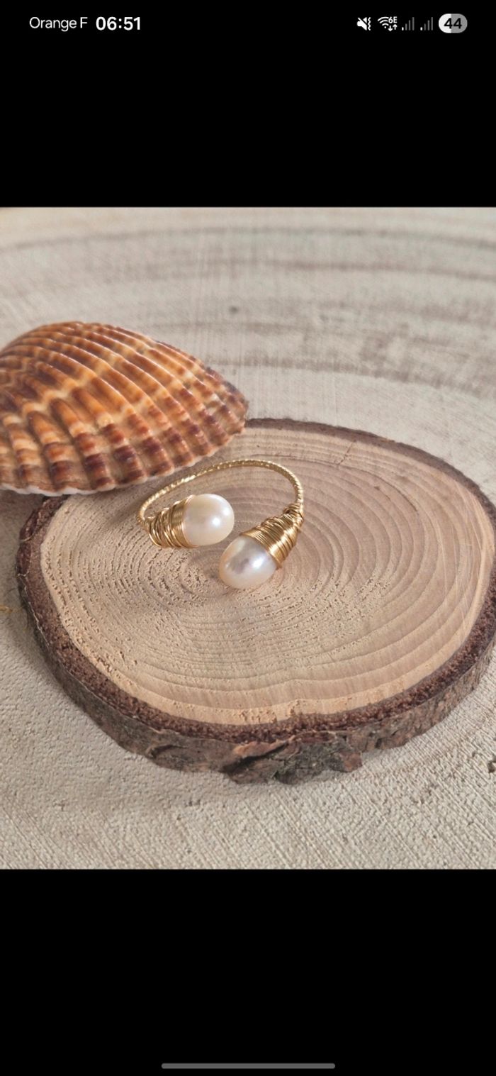 Bague perle de culture doré | Idée cadeau - photo numéro 5