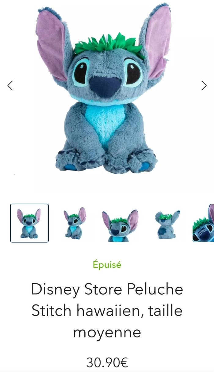 Doudou peluche moyenne Disney Store Lilo & Stitch Hawaïen - photo numéro 5