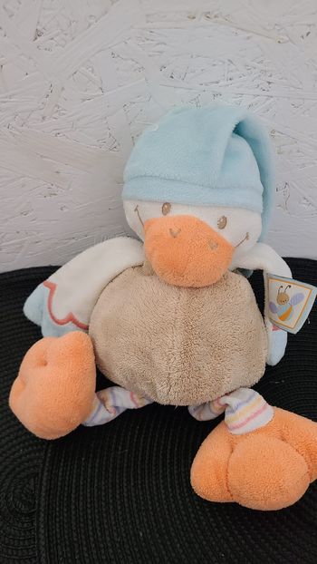 Doudou canard beige bleu orange NATTOU