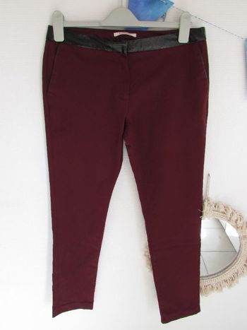 Pantalon tailleur droit bordeaux / rouge foncé