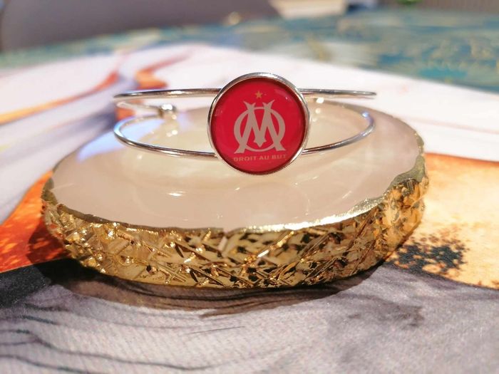Bracelet manchette argenté Marseille rose - photo numéro 4