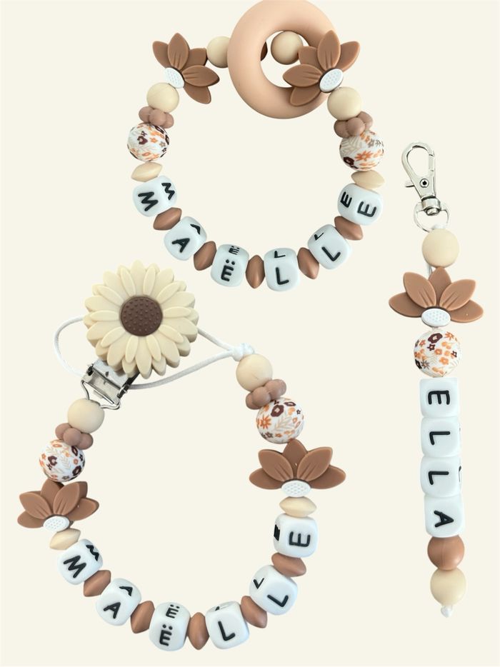Attache tétine personnalisée Florale fleurs - photo numéro 4