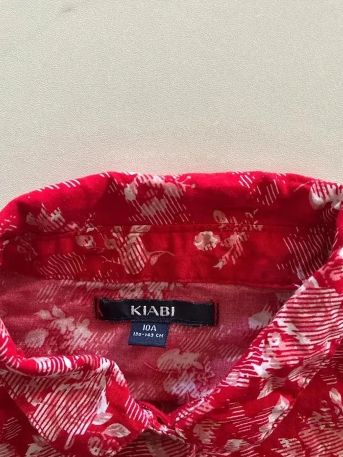 Robe-chemise rouge fleurie – Kiabi – Fille 10 ans - photo numéro 4