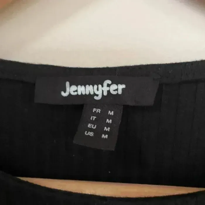 t-shirt Jennyfer T.M manches ajourées, maille côtelée stretch, col rond, coupe près du corps V036 - photo numéro 8