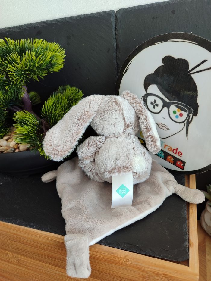 mon doudou lapin mouchoir gris marron blanc étoile tex baby peluche DD003226 - photo numéro 2