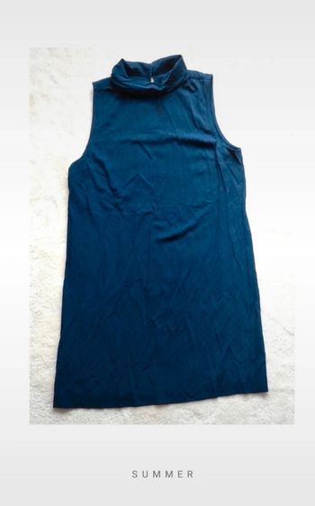 Robe sans manches col claudine bleu marine 40