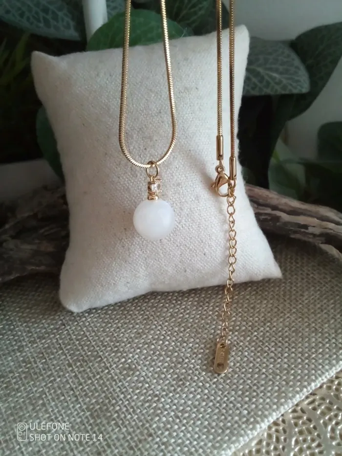 Collier perle de lune naturelle 10mm - photo numéro 2