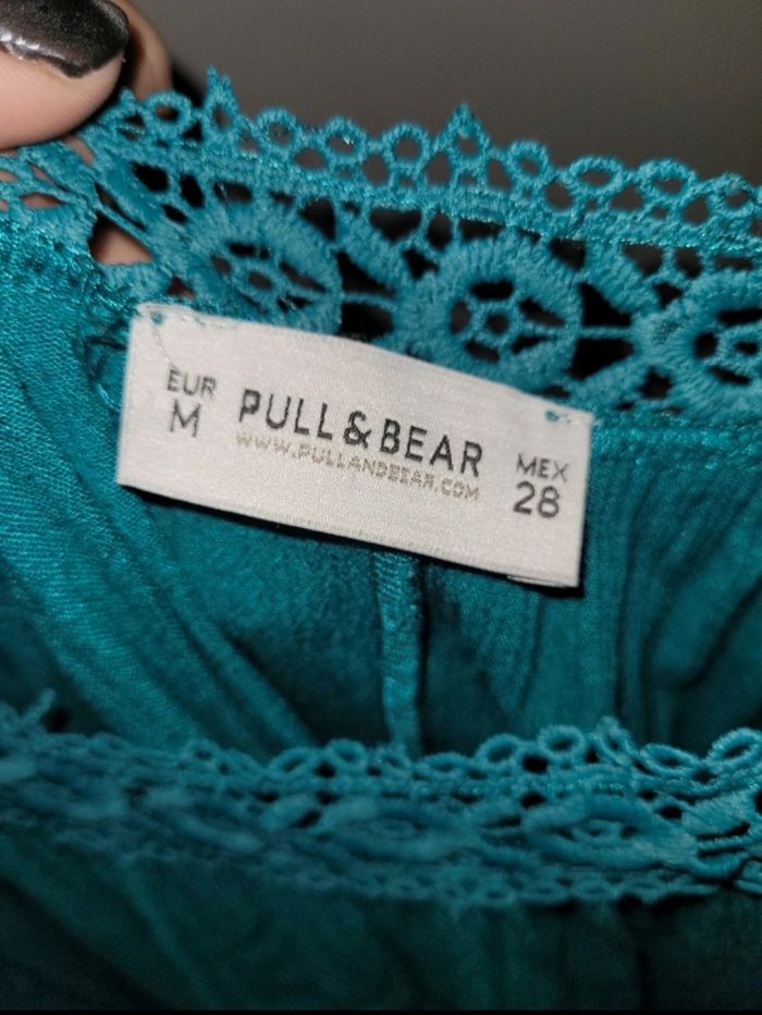 Tee-shirt épaules dénudées vert bleu canard - photo numéro 4