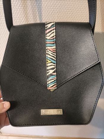 Sac à main bandoulière noir et motif zébre multicolore