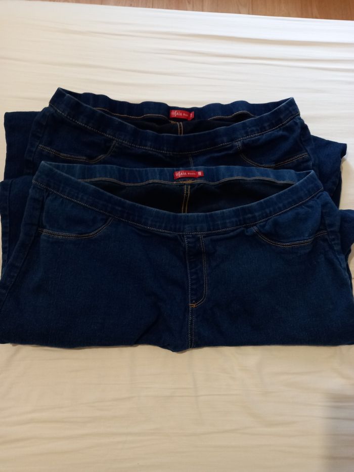 Lot de deux jeggings femme taille 48 couleur bleu jean. - photo numéro 3