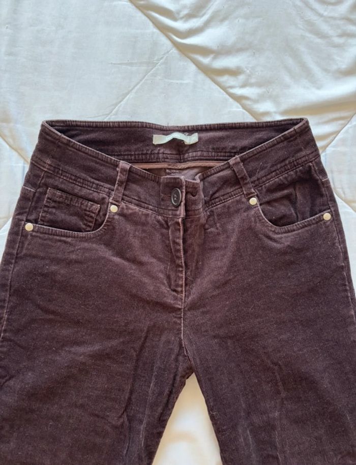 Pantalon 3 suisses velours côtelé marron cerise mi taille haute straight droit y2k 00s taille M/38 - photo numéro 5