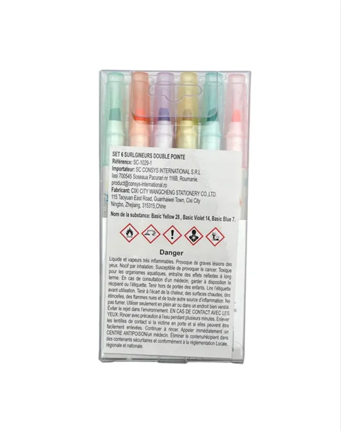 X6 surligneurs à double pointe- couleurs vives Neuf - photo numéro 2