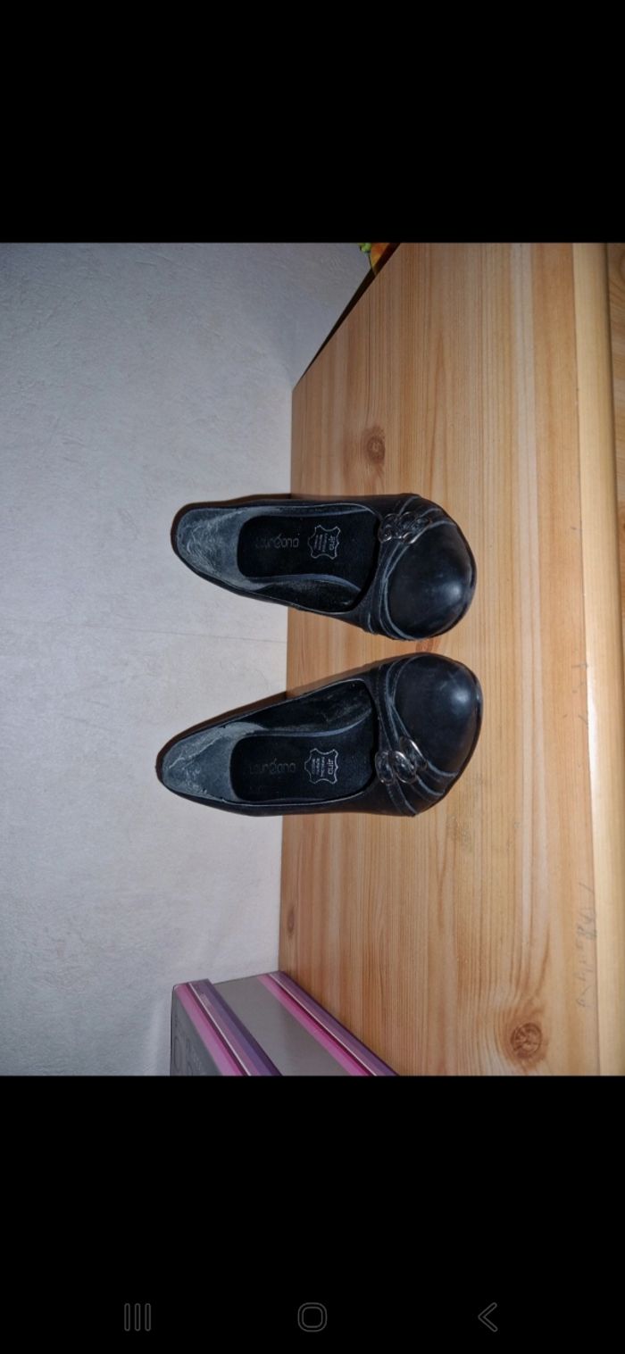 Chaussures compensées noires cuir - photo numéro 2