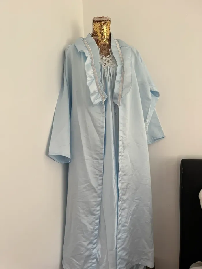 Ensemble nuisette 2 kimonos bleu 38 /40 vintage - photo numéro 12
