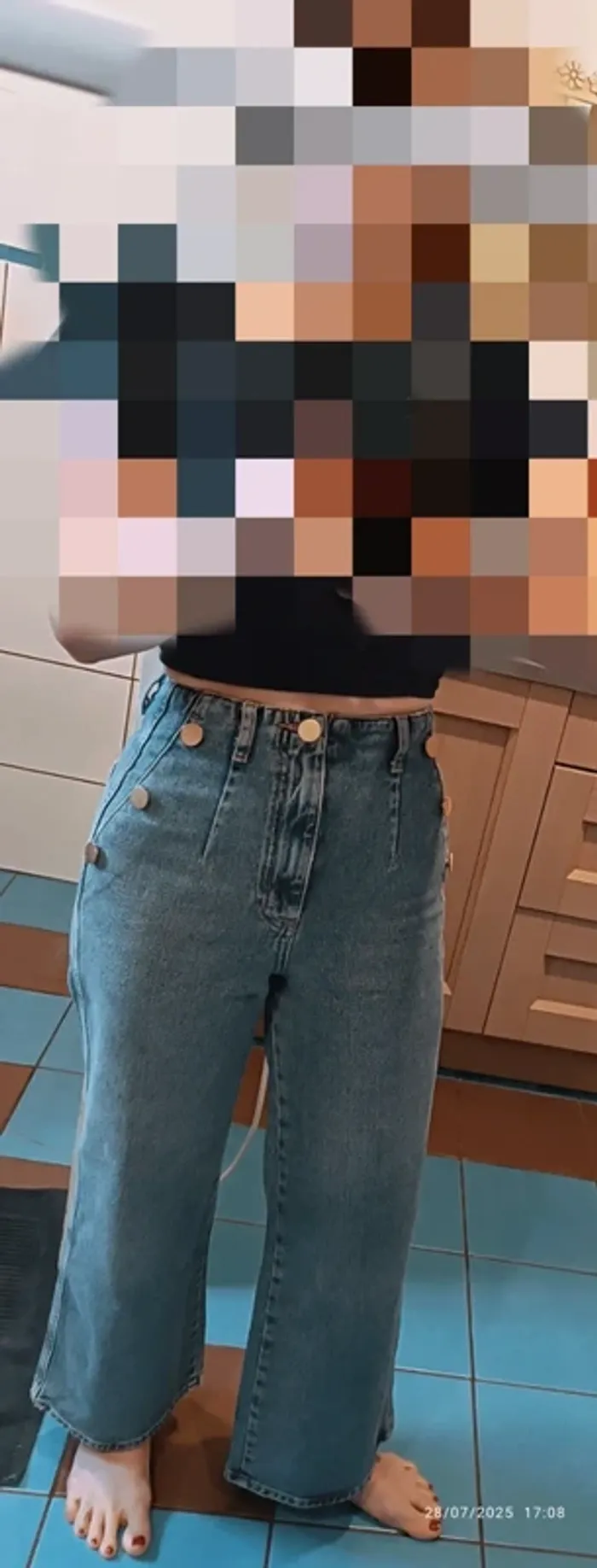 Jeans taille haute et jambes larges Zara - photo numéro 2