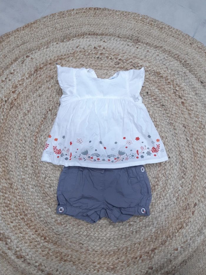 Tenue blouse manches courtes et short Vertbaudet 6 mois