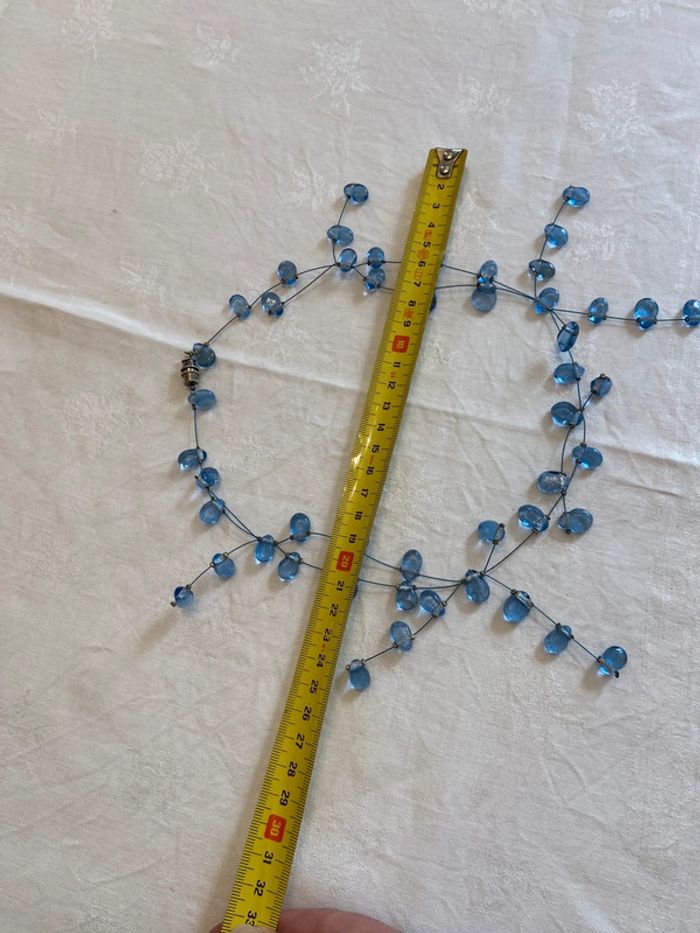 Collier façon rivière de perles, perles de verre bleues - photo numéro 6