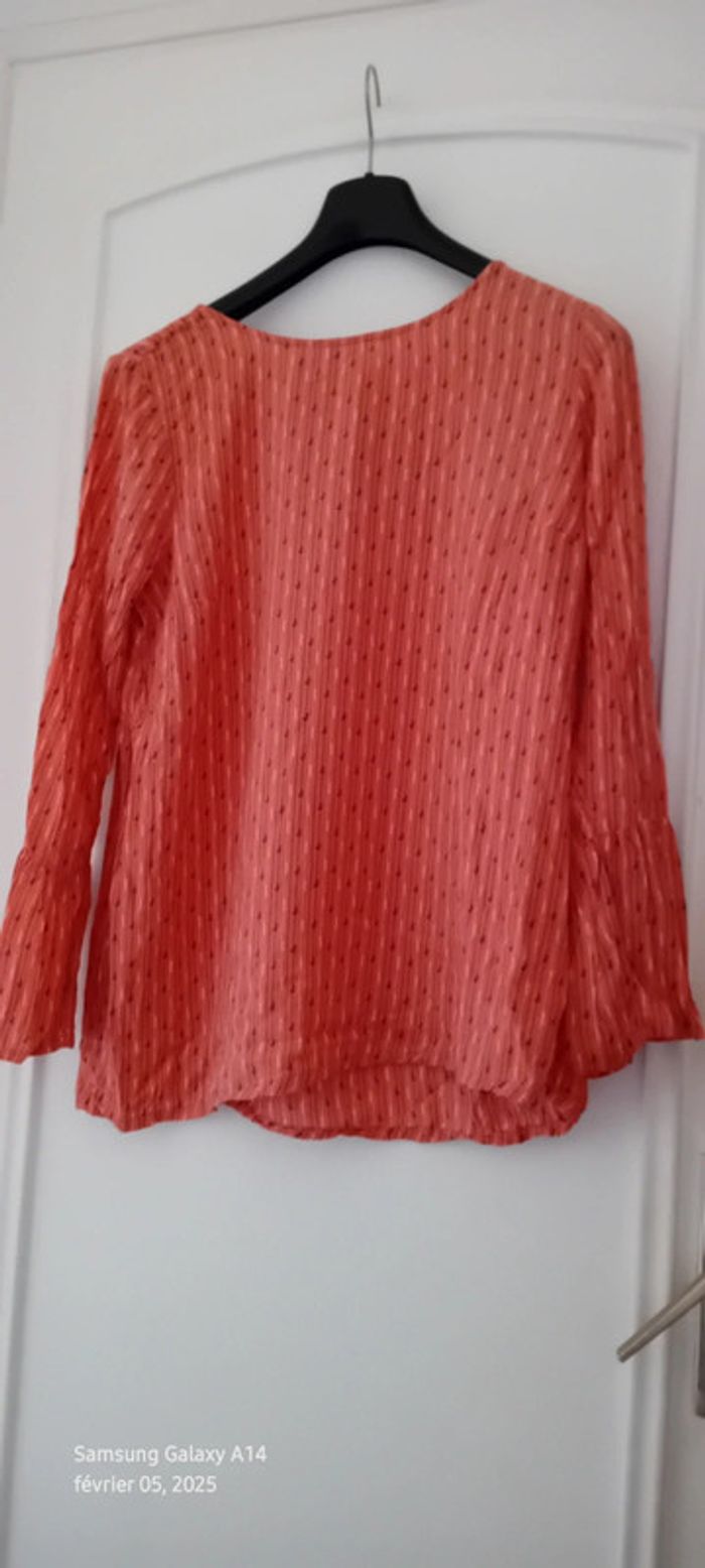 Tunique manches pagodes motif texte corail femme 42 esmara - photo numéro 4