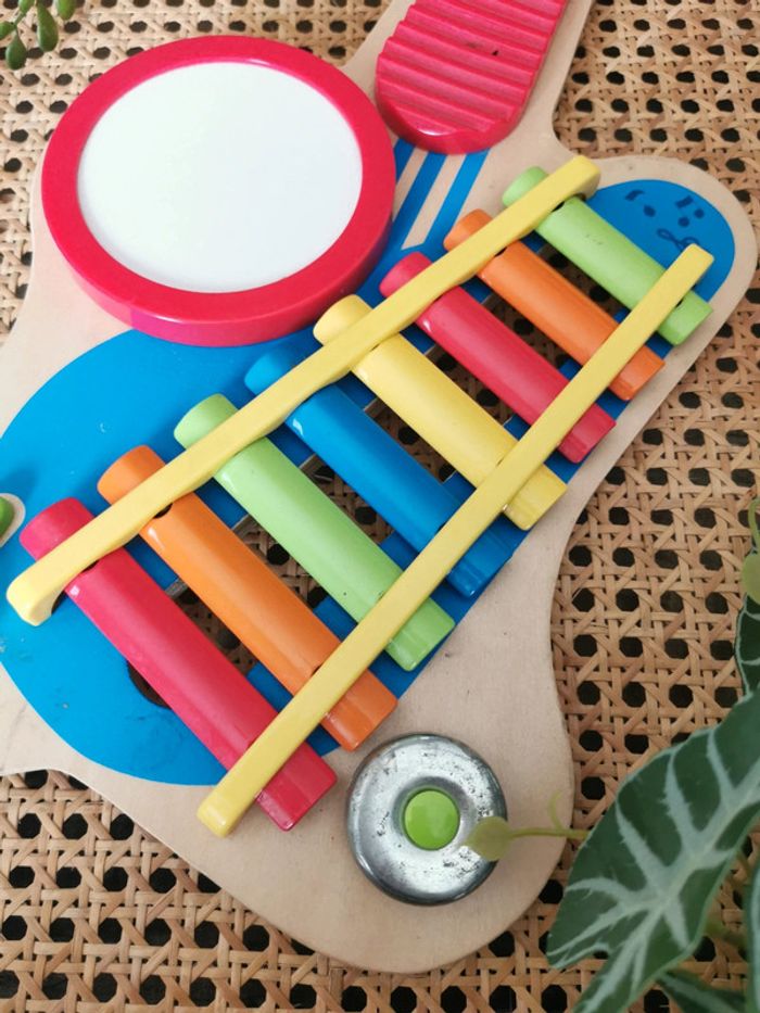🌺Grande Guitare bois musique activité jouet enfant xylophone tambour cymbal - photo numéro 2