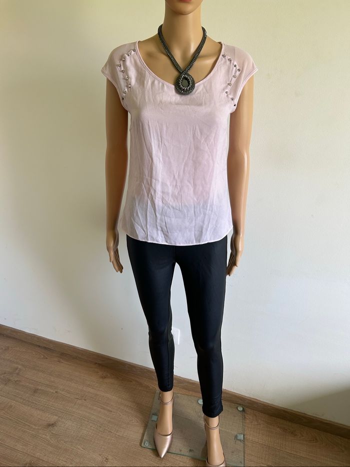 Blouse rose claire à manches courtes Morgan taille 36 TBE - photo numéro 3