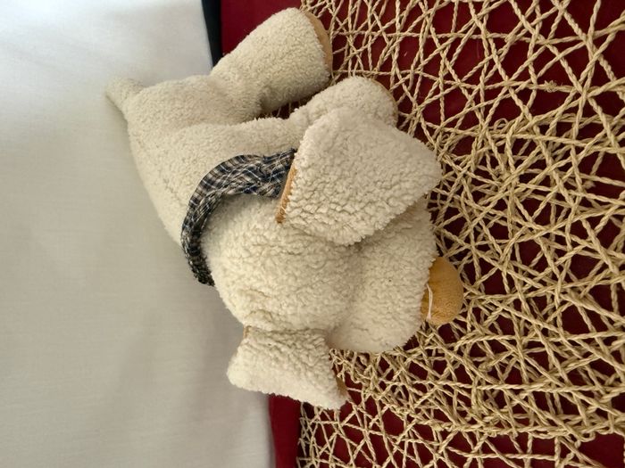 doudou vintage chien beige bandana , langue apparente - photo numéro 2