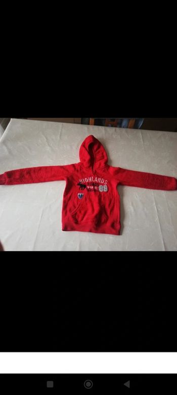 Pull à capuche rouge 4/6 ans lupilu 4€