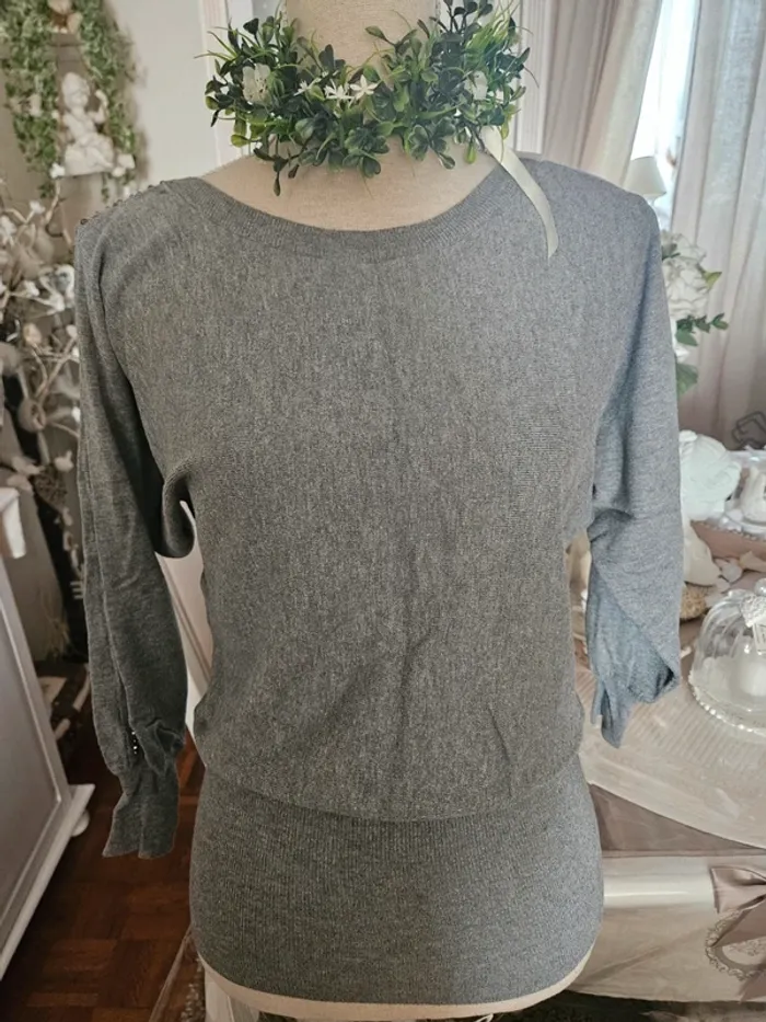 Pull gris avec strass Enzoria Taille U (40)