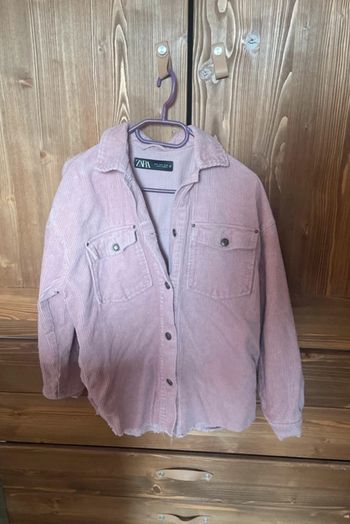 Veste surchemise côtelé velours rose pale Zara