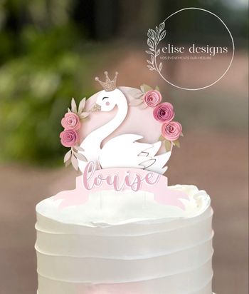 Décoration pour le gâteau cygne couronnée 