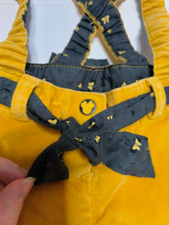 Pantalon salopette 12 mois jaune moutarde velours Minnie mouse Disney - photo numéro 3