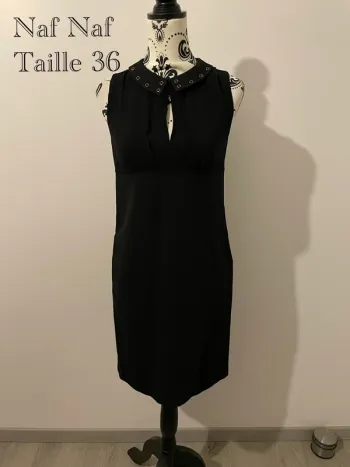 Robe chic élégante Naf Naf taille 36 noir col Claudine