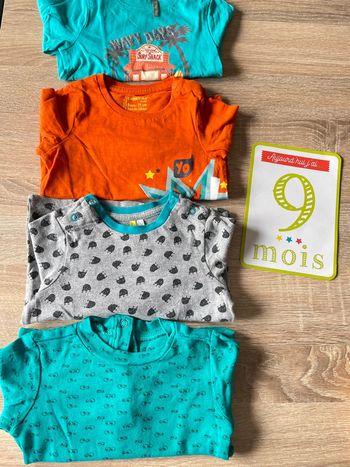 Lot de 4 t-shirts t.9m