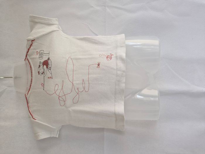 T-shirt à manches courtes fille 3 mois 60 cm Petit Bateau Blanc Rouge