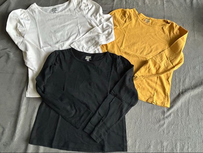 Lot de 5 t-shirts unis à manches longues fille - photo numéro 3