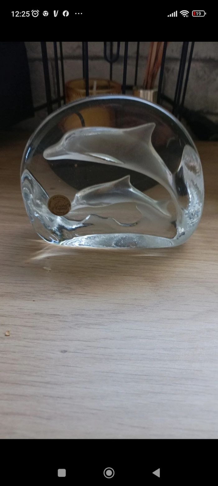 Sujet dauphin en cristal d'Arques 11 sur 9 cm