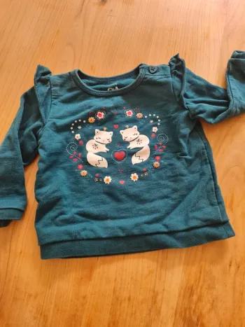 Adorable petit sweat renard vert canard C&A 9 mois