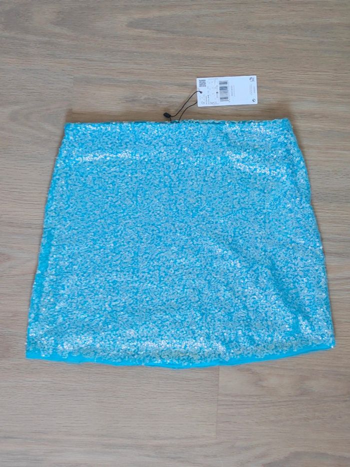 Mini jupe sequin bleu lagon / MNG - 36/S - photo numéro 6