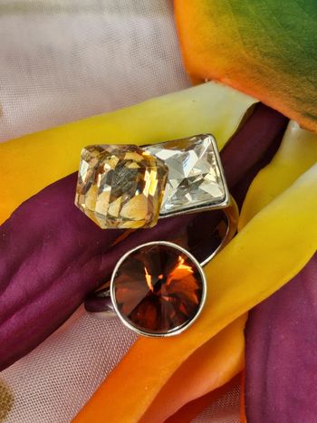 Bague avec ses pierres en acier inoxydable