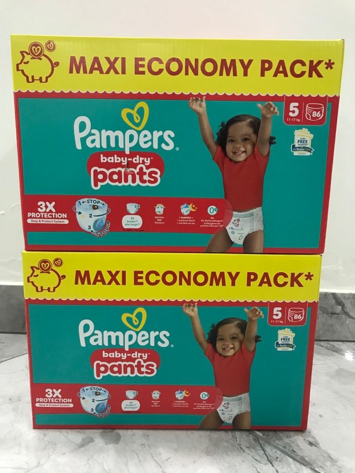 Pampers baby dry pants taille5 lot de 2 neuf avec étiquette /172 couches