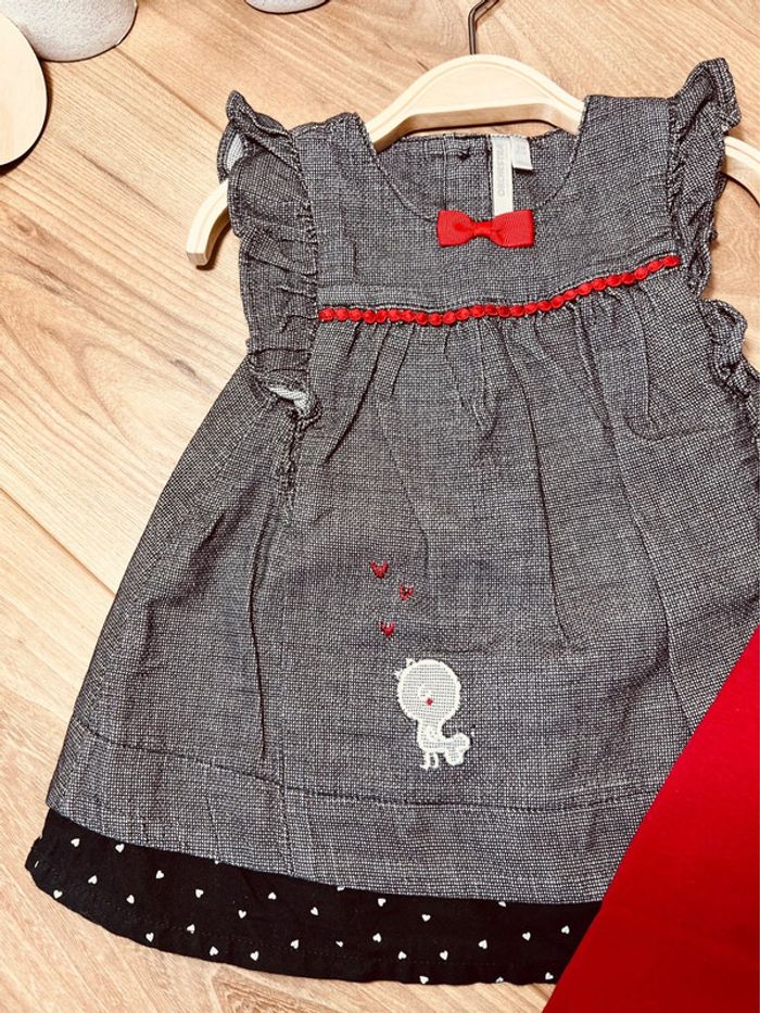 Taille 6 mois tenue 2p fille Orchestra gris noir rouge * oiseau * 🎀 - photo numéro 2