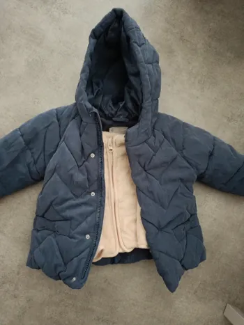 Manteau doublé bleu tout doux Verbaudet 86cm