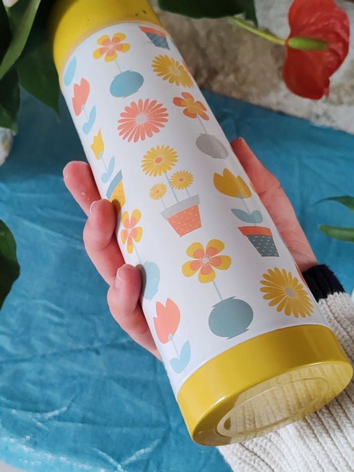 Thermos fleurs jaune et blanc - photo numéro 9
