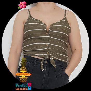 Débardeur crop top à rayures