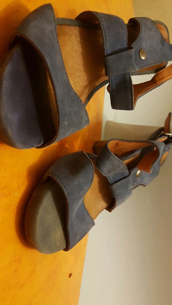 Chaussures à talon bleu en cuire laureana - photo numéro 5