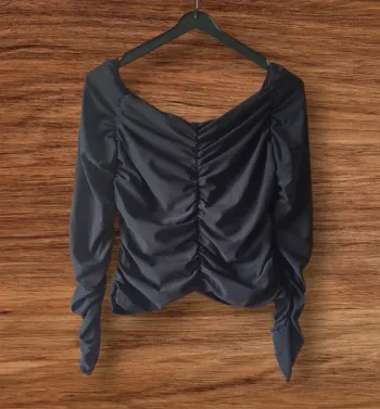 Top noir chic froncé - Marque M@SS