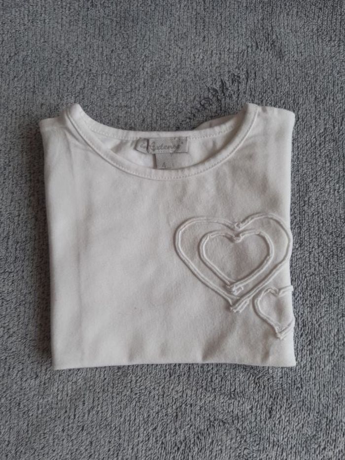Tee-shirt blanc cœur In Extenso 4 ans