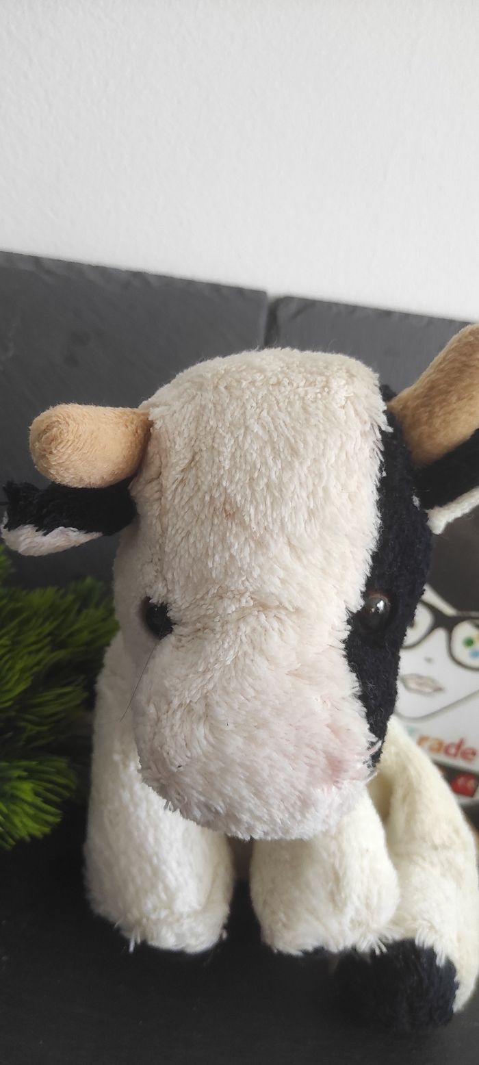 Noukies Doudou peluche Vache noire blanche 28 cm ancien vintage Billes - photo numéro 4