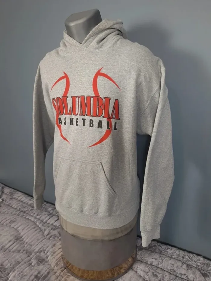 Sweat à capuche / hoodie gildan - taille M - homme gris sérigraphie (325) - photo numéro 4