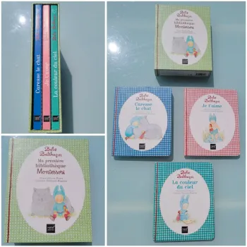 Coffret 3 livres tout carton Montessori 🐈 Bébé Balthazar, Ma première bibliothèque Montessori