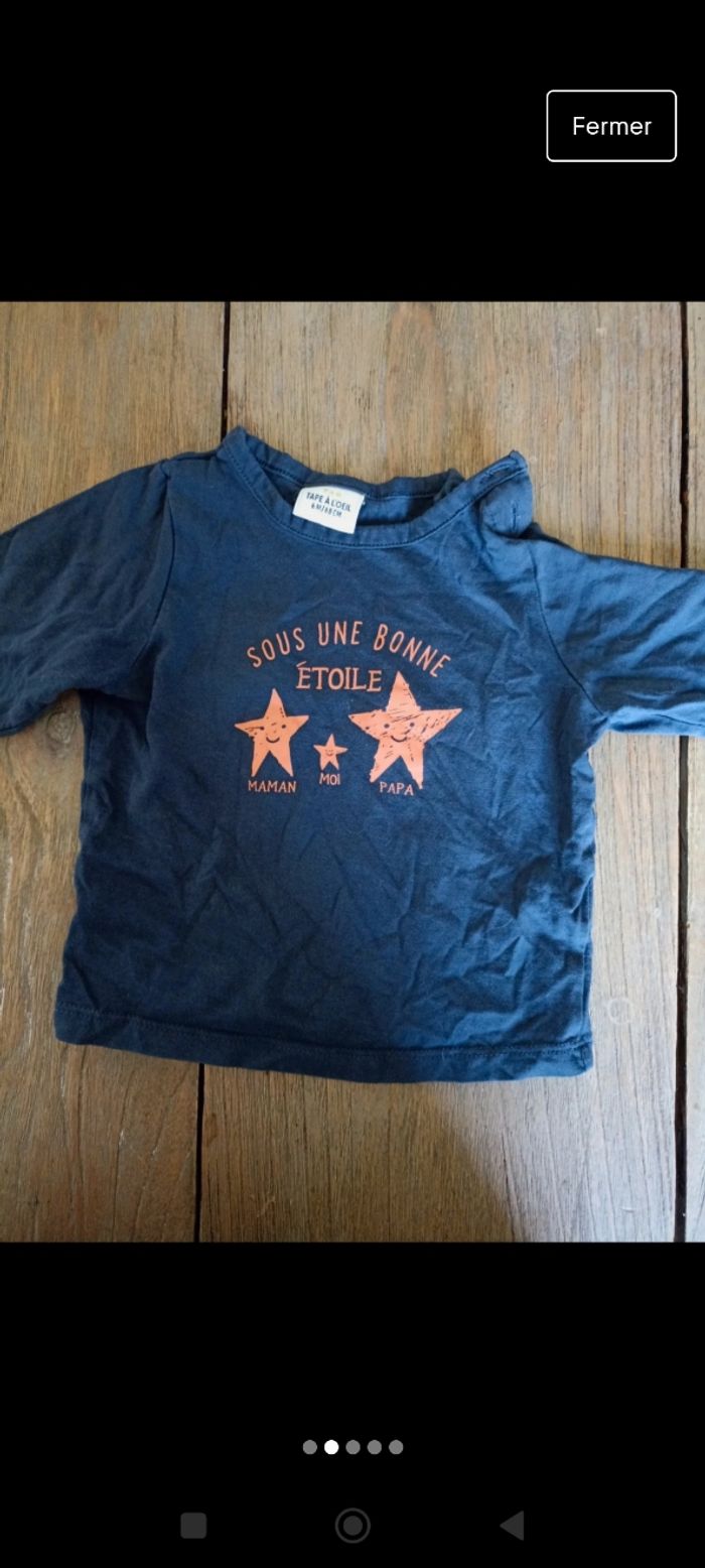 Lot de 4 t-shirt manches longues 6 mois - photo numéro 2